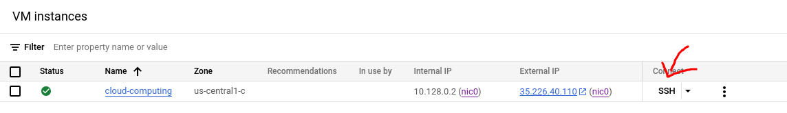 click on SSH